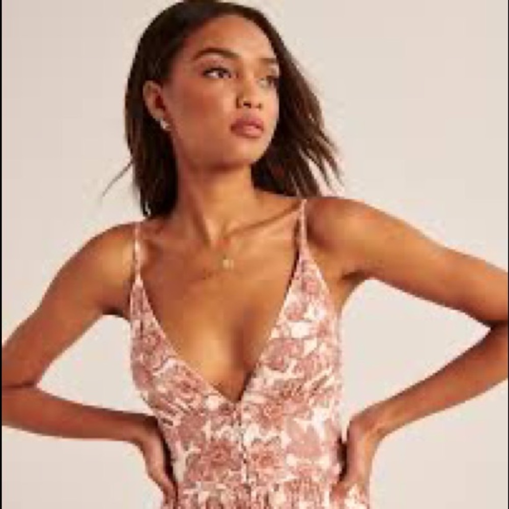 Abercrombie Button-Through Midaxi Dress Pink Floral Size Small